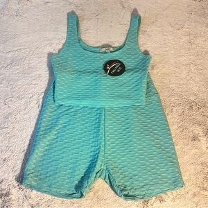 Papaya Aqua Textured Two Piece Yoga set